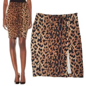 The Limited Leopard Front Zip Slit Skirt